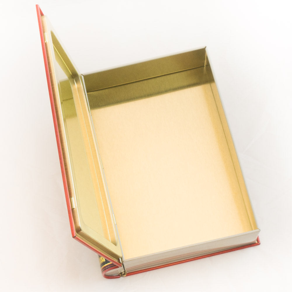 Open Tea Tin Container Book Shaped