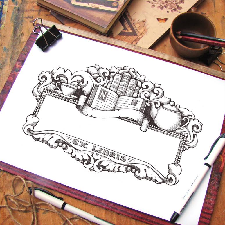 Vintage Bookplate for Tea Lovers NovelTeas